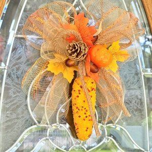 Fall Autumn Beaded Indian Corn Decorative Wreath Wall Hanging Home Decor